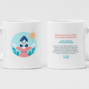 detalles para regalar a mamas que guian a sus hijos eres mi sol en dias nublados taza personalizada