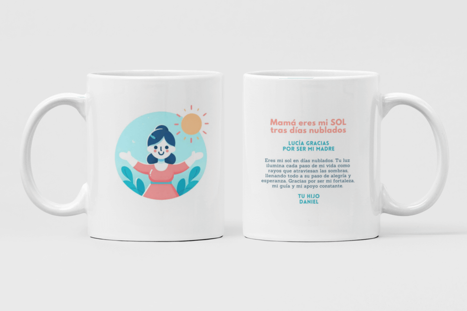 detalles para regalar a mamas que guian a sus hijos eres mi sol en dias nublados taza personalizada